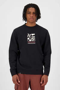 MONS ROYALE Mens Inversion Merino Crew Mr Tap Chest Black