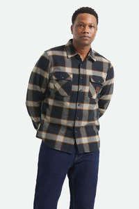Mens: BRIXTON Bowery Heavy Weight Flannel Black Cream
