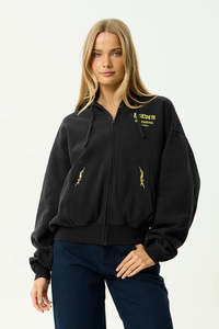 AFENDS Heaven Boxy Zip Hood Stone Black