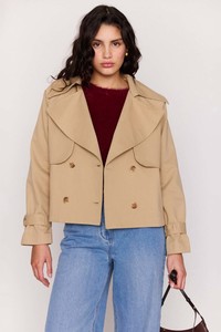 Jackets Womens: MINKPINK Aya Cropped Trench Taupe