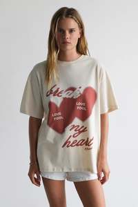 Tees Womens: ABRAND Break My Heart Tom Tee Porcelian
