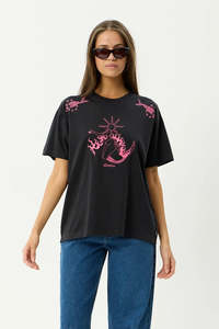AFENDS Sea Siren Oversized Tee Stone Black