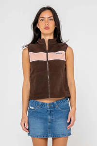 RUSTY Bless Up Polar Fleece Vest Java