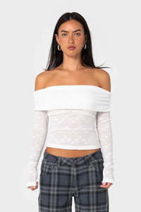 Womens: RUSTY Veera Ls Off Shoulder Top White