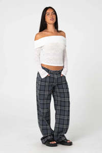 RUSTY Im Just A Plaid Pants Navy Plaid