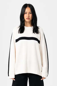 RUSTY White Lines Knit Cream Black
