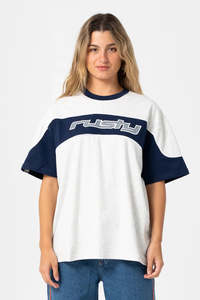 Womens: RUSTY Kinetic Oversize Tee Ecru Marle