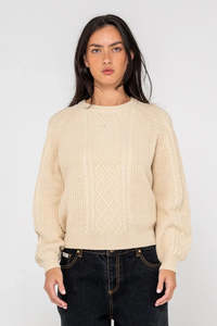 Womens: RUSTY Two Tales Knitted Crew Oatmeal