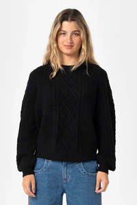 RUSTY Two Tales Knitted Crew Black