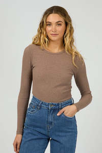 Sale: SILENT THEORY Rib Ls Tee Brown