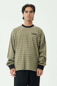 AFENDS Altitude Boxy Ls Tee Stone Stripe