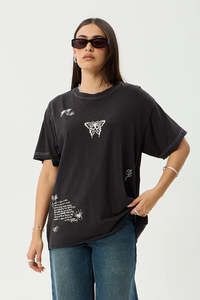 AFENDS Rise Oversized Tee Stone Black