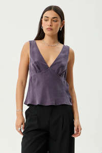 AFENDS Giselle Cupro Top Aubergine