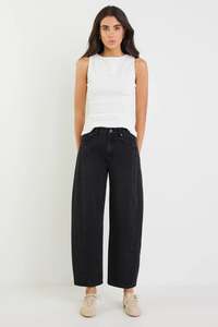 AMONG THE BRAVE Varsity Forward Seam Barrel Jean Black Wash