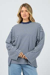 ALL ABOUT EVE Paloma Longsleeve Stripe Tee Nautical