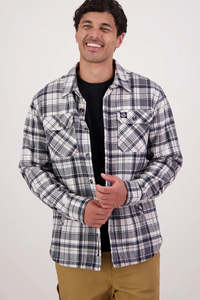 SWANNDRI Morven Sherpa Mens Longsleeve Shirt Dark Shadow Grey Check