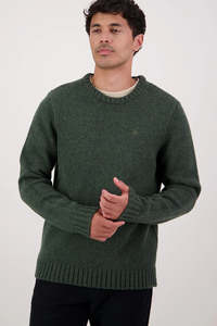 Knits Mens: SWANNDRI Waylins Mens Wool Knit Crew Olive