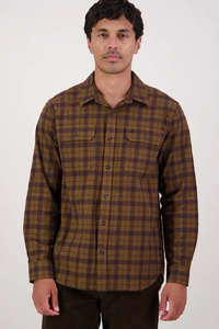 SWANNDRI Port Road Longsleeve Shirt Cashew Espresso