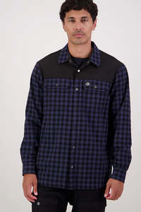 Shirts Mens: SWANNDRI Marton Stormshield Longsleeve Shirt Mood Indigo Caviar
