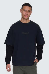 Tees Long Sleeve Mens: THRILLS Web Of Deceit Layer Box Fit Os Ls Tee Faded Black
