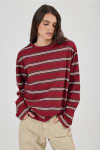 ROLLAS Big City Longsleeve Tee Burgundy Stripe