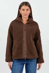 AMONG THE BRAVE Chalet Sherpa Collard Jacket Chocolate