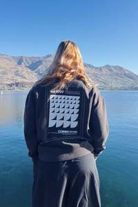 CSS Corner Store Supplies Bw Stamp Womens Relax Half Zip Faded Black