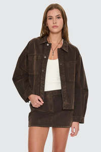 THRILLS Bailey Flocked Jacket Dark Chocolate