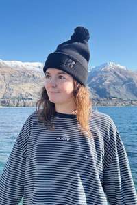 Womens All: CSS Four Flags Pom Pom Beanie Black