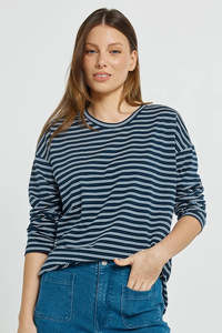 Sale: BETTY BASICS Vienna Tee Navy White Blue Stripe
