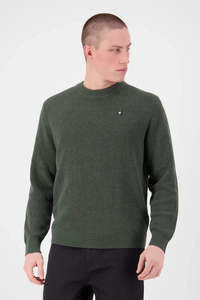 Knits Mens: MONS ROYALE Mens Wanaka Merino Knit Sweater Dark Pine