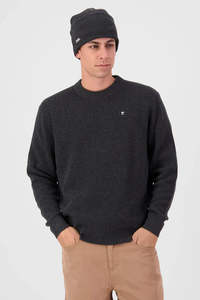MONS ROYALE Mens Wanaka Merino Knit Sweater Deep Charcoal