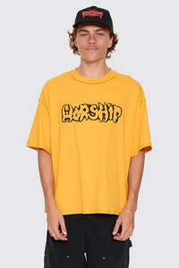 WORSHIP Fadeaway Box Crop Overdye Tee Solar Yellow