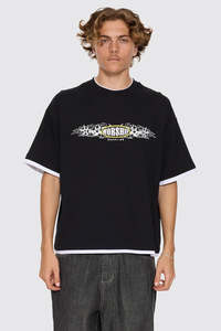 WORSHIP Tropic Reign Box Crop Layer Tee Black