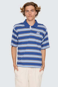 WORSHIP Shadow Cherub Short Sleeve Golf Polo Blue