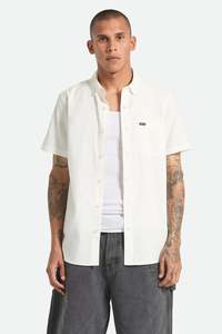 Mens: BRIXTON Sanford Oxford Short Sleeve Shirt Off White