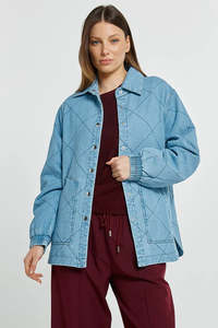 BETTY BASICS Quest Quilted Jacket Blue Wash Blue Denim