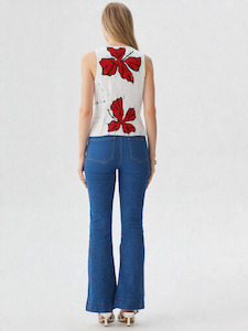 Jackets: Crimson Hibiscus Sleeveless Vest