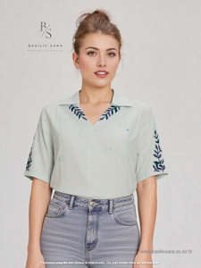 Verdant Bloom Cotton V-Neck Top