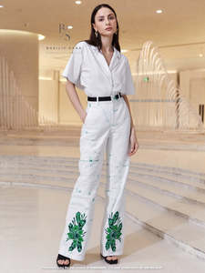 Verdant Echo Cotton Pants