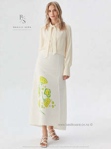 Skirts: Lime Bloom Long Skirt