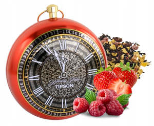 Music Boxes: Dream Time "Red" - Crimson Clock Tin - Fruit Infusion with Hibiscus, Papaya, Apple, Cherry, Strawberry, Goji Berries