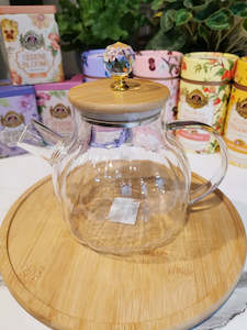 Glass Teapot with Bamboo Lid & Built-in Strainer 1 litre