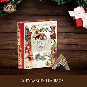 Mini Metal Teabook - "Vintage Style" - White - Black Tea with Cherries, Orange P&hellip;