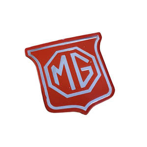 Mg: MG BADGE Grille MG MGB & GT & V8 Chrome on Red