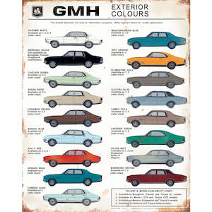 Classic Cars: TIN SIGN  Holden Exterior Colours