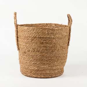 Natural Grass Basket with Woven Grass Handle