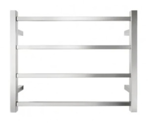 HEATED TOWEL RAIL - BRUSHED NICKEL 4 BARS SQUARE 600mm WIDE
