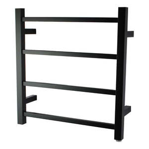 4 BARS 600mm HEATED TOWEL RAIL MATTE BLACK SQUARE
