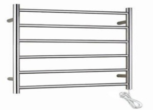 Heated Towel Rails: 6 BARS 800mm HEATED TOWEL RAIL CHROME ROUND